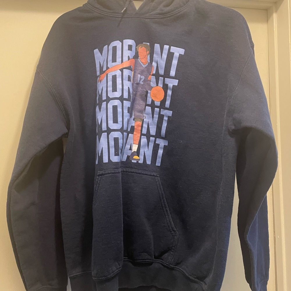 Men’s Blue Graphic Hoodie with Bold Text Design